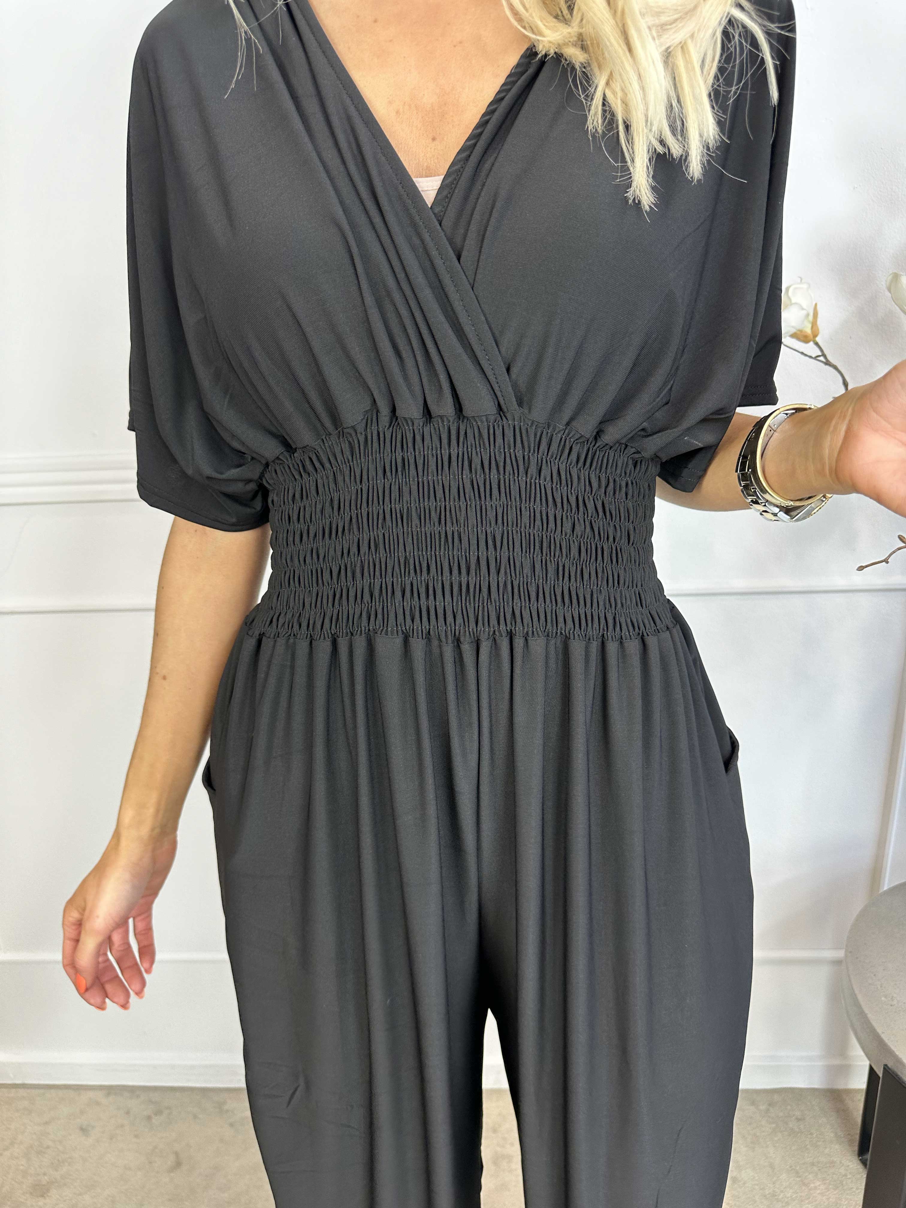 Pams Plain Jumpsuit - Elastisk ensfarvet buksedragt